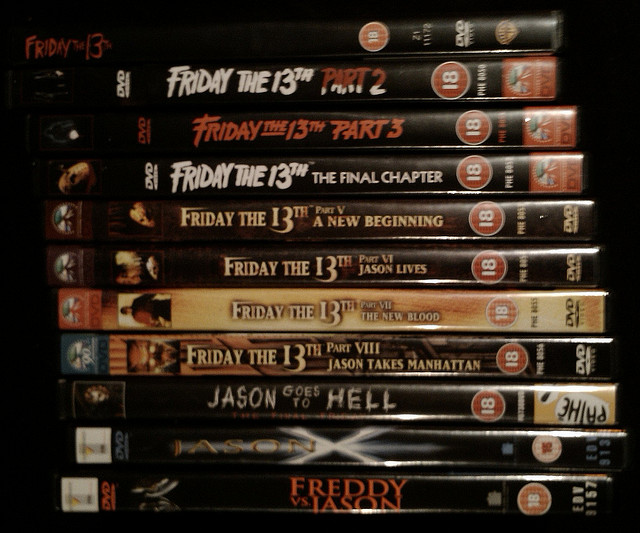 Some Halloween Movies from the 'Friday the 13th' horror collection Image by Darren Foreman via Flickr (CC BY 2.0) 