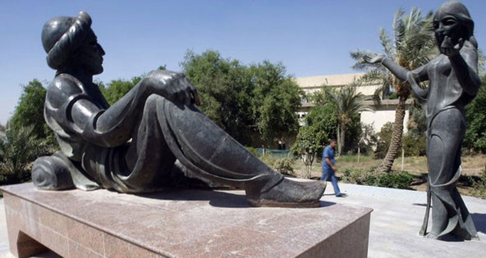 Scheherazade and Shahrya Statues via encyclopedia.mathaf.org