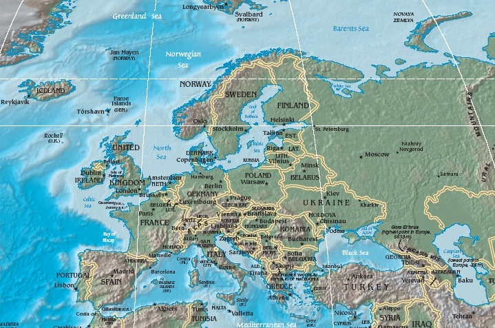 Map of Europe Image via Wikimedia Commons (Public Domain)