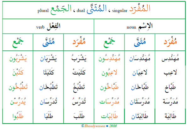 Forms Of Nominal And Verbal Plurals In Arabic Arabic Language Blog