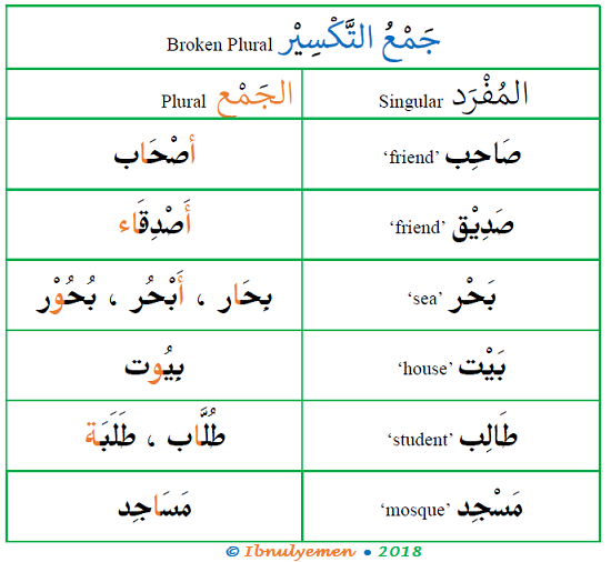 Arabic Vocabularies Singular And Plural Historyploaty