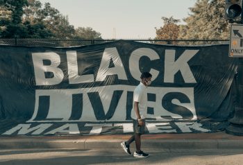 A "Black Lives matter" protesting sign.