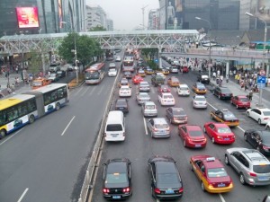 A typical scene on Beijing roads.