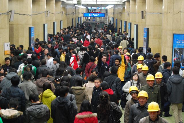 Beijing subway during rush hour. Can you spot the two 老外?