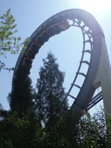 Ride a roller coaster at Chaoyang Park.