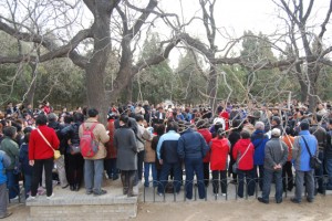 A crowd gathers to sing at the Temple of Heaven.