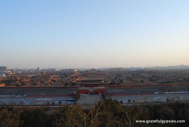 Looking down at the Forbidden City.