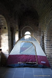 Camping out in a watchtower. 