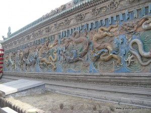 A nine dragon screen, a common sight in China.