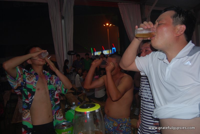 Getting drunk in China.