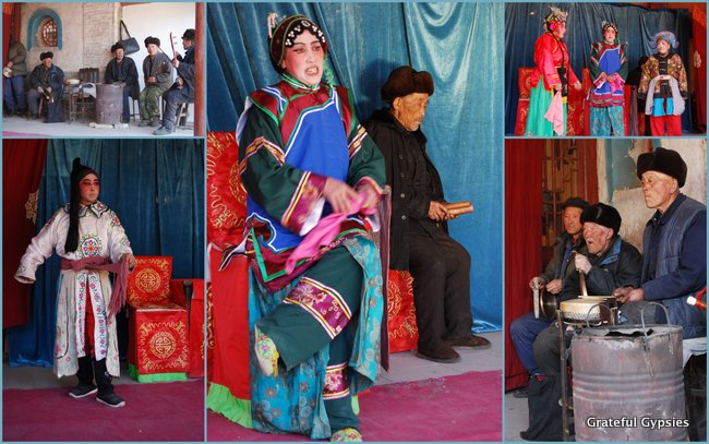 A Peking opera show in the village.