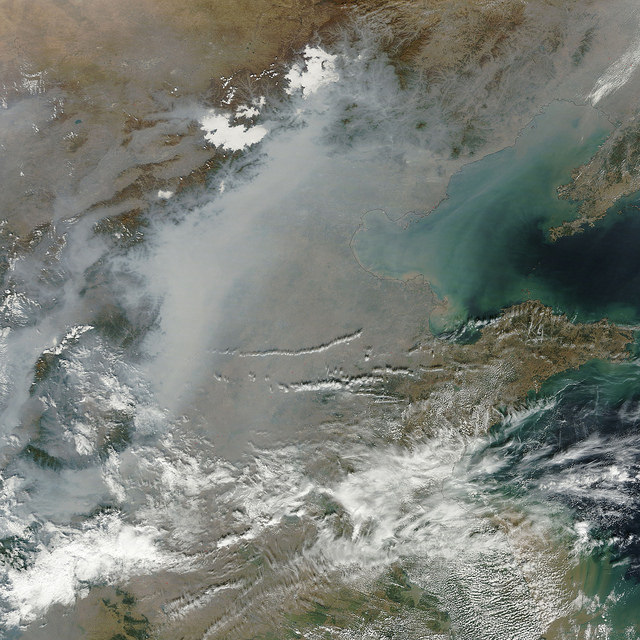 Haze over Eastern China. From NASA on flickr.com.
