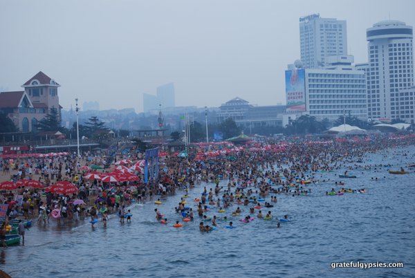 Qingdao in summertime - "people mountain people sea."