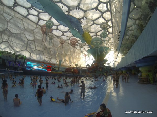 The water park inside of Beijing's Water Cube.