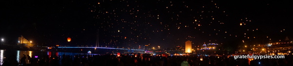Lanterns going to the sky in Jinghong.