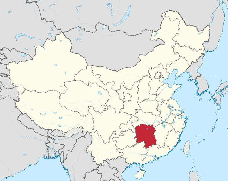 Hunan's location in China.