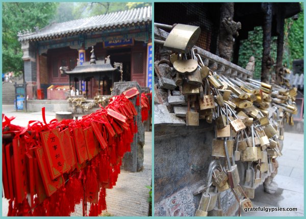 Locks and cards at a temple.