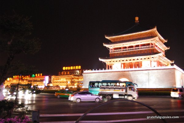 The Bell Tower of Xi'an at night.