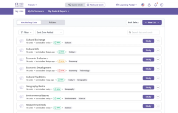 CL-150 Flashcard Mode vocab lists