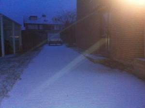 Snow on our driveway in Beek, Limburg (personal photograph)