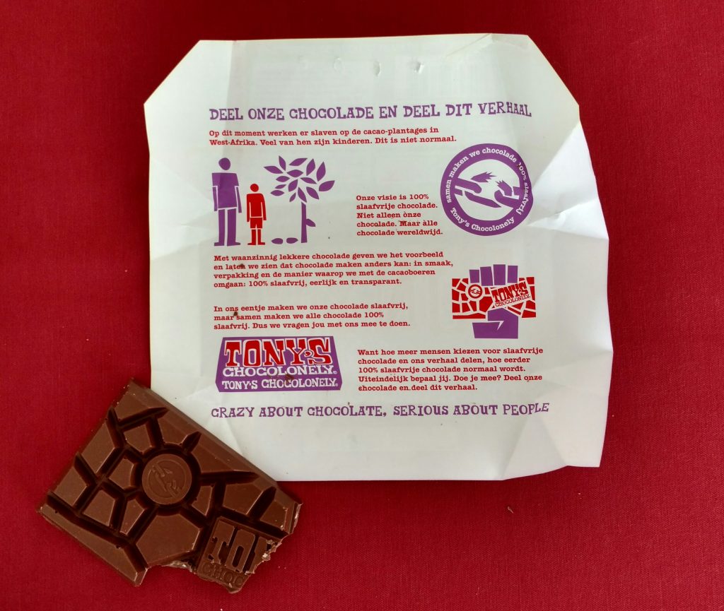 The inside of the wikkel, with the special shape of the chocolate.