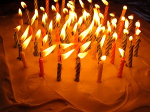 A Birthday Cake with Candles