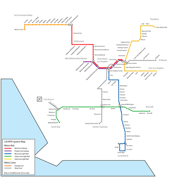 Map of the LA Metro System.