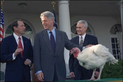 Bill Clinton pardons a turkey in 1999.