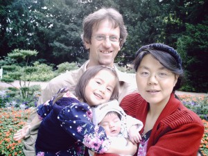 Ulrich (German) and Nan (Chinese) Matthias with their daughter and son.