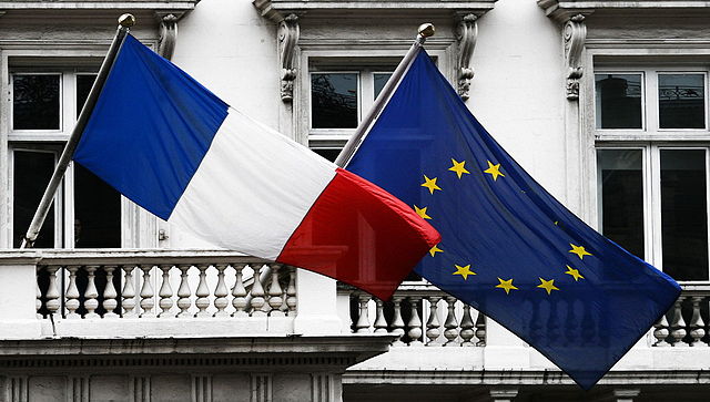 "French and European flags" by ZeroTwoZero. Licensed under CC BY-SA 2.0.