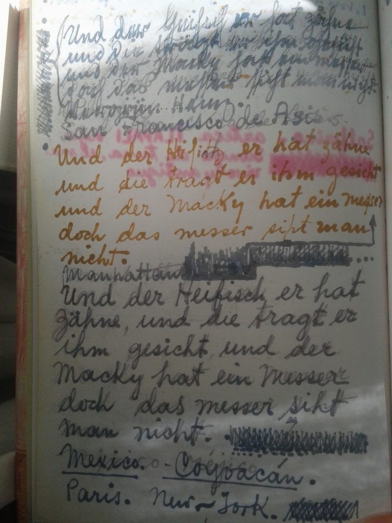 German page from Frida's diary ("The diary of Frida Kahlo - an intimate self-portrait"). Own photo.