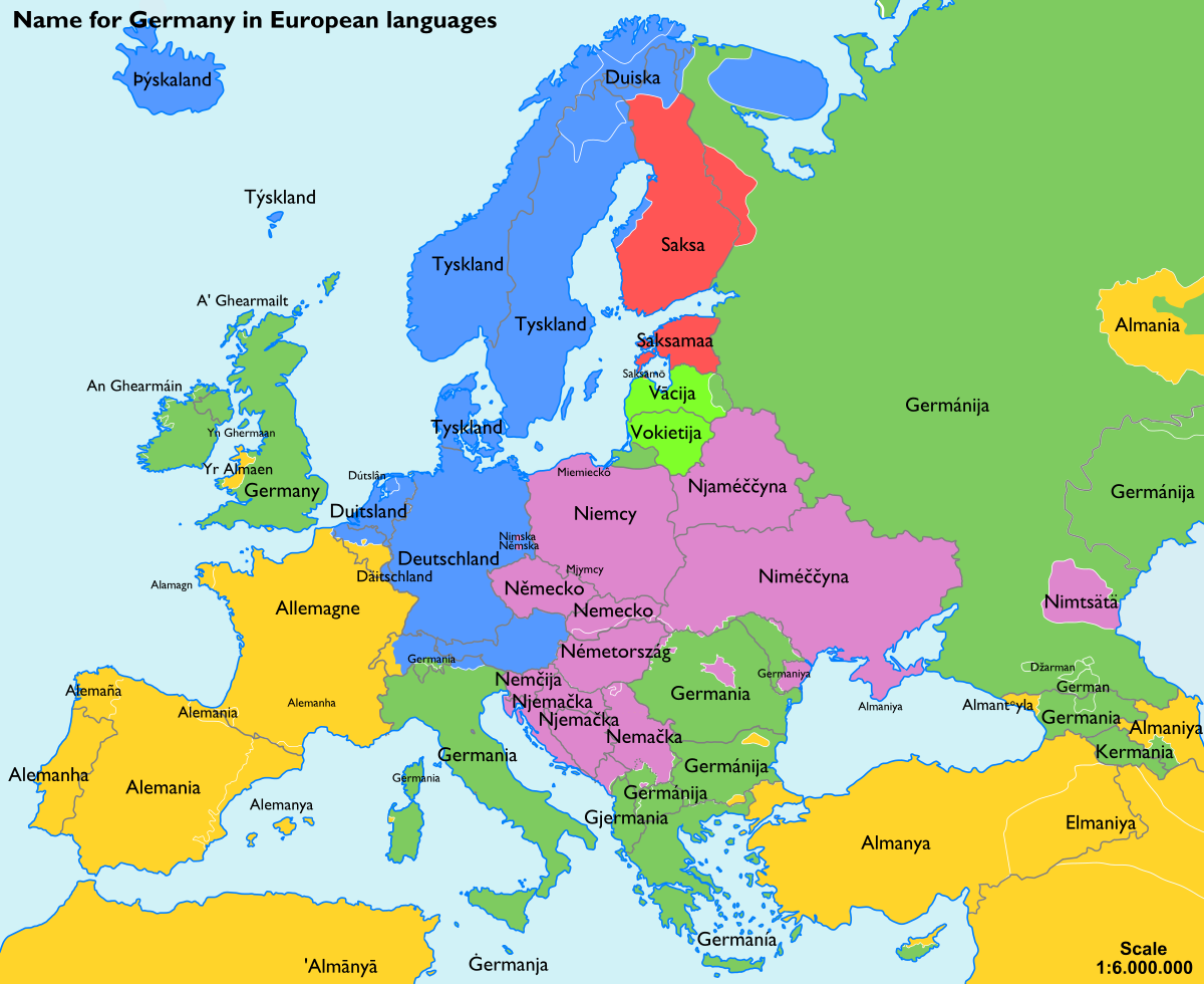 map of europe in german language