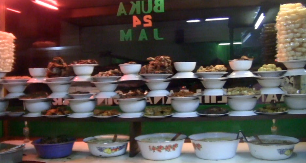 Padang cuisine on display.
