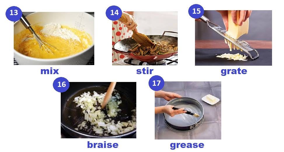 Vocabulário para cozinhar em inglês
