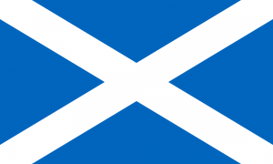 Bratach na hAlban, or, in Scottish Gaelic: Bratach na h-Alba (public domain: http://en.wikipedia.org/wiki/Scotland#mediaviewer/File:Flag_of_Scotland.svg)