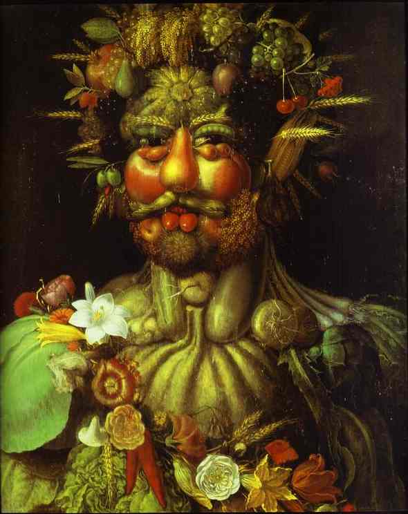 ... or, you could simply put this painting by Arcimboldo in the oven, sprinkle with fresh mint, and serve hot ... buon appetito! 