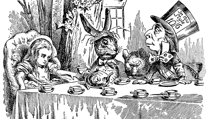 ”Take some more tea,' the March Hare said to Alice, very earnestly. 'I've had nothing yet,' Alice replied in an offended tone, 'so I can't take more.'