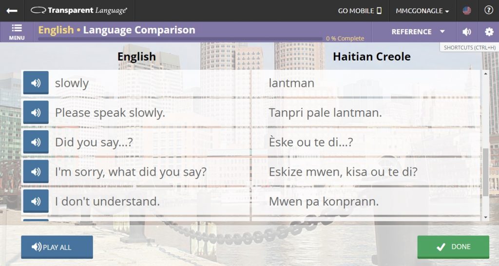 ESL course for Haitian Creole speakers