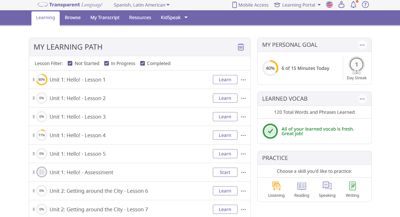 Learn a language one day at a time with daily learning goals