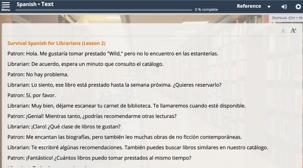 survival spanish for librarians on transparent language online