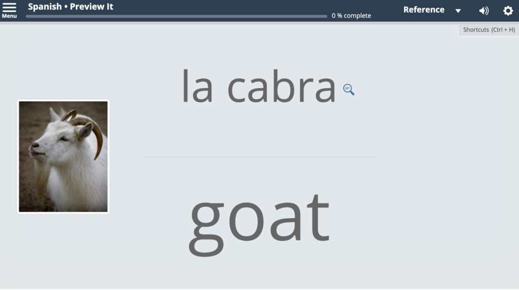 beginner vocab words in transparent language online spanish