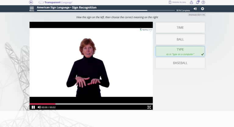 American Sign Language Course in Transparent Language Online