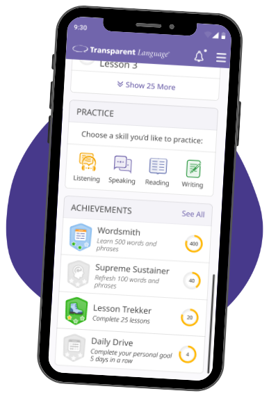 Achievements in Transparent Language Online