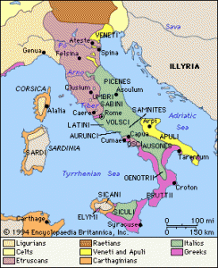 Map of Ancient Italy with Italic region