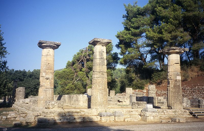 Ruins of the Temple of Hera at Olympia.