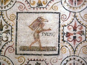 July panel from a Roman mosaic of the months (from El Djem, Tunisia, first half of 3rd century AD). Courtesy of WikiCommons & Ad Meskens