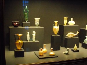 Perfume Bottles & Glass Bottles. Courtesy of the Getty Villa Museum, Brittany Garcia & the glass blowers who made them thousands of years ago.