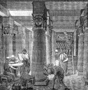 The Great Library of Alexandria, O. Von Corven, 1st century. Courtesy of WikiCommons.