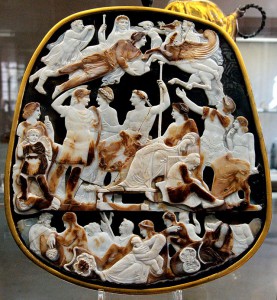 The Great Cameo of France, five layers sardonyx, Rome, ca 23 A.D., the largest of Antiquity. Courtesy of Wikicommons.