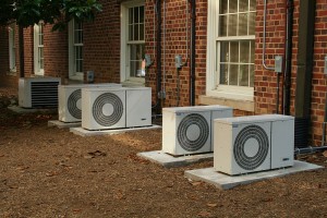 Air conditioning units outside a building.